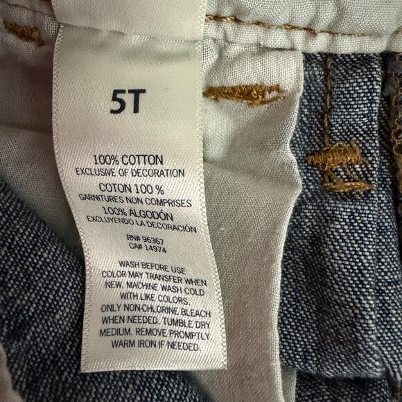 OshKosh B'gosh Embroidered Hearts Blue Denim Skirt Bib Overalls Size 5T EUC - Picture 5 of 5